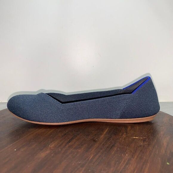 Rothy’s The Flat Women’s 7.5 Rounded Toe Shoes Navy Neautral Washable Slip On - Picture 2 of 10